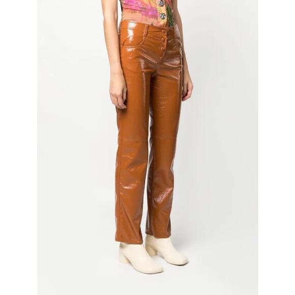 MSGM Vegan Leather Straight Leg Trousers Size XS NWT - Picture 3 of 11